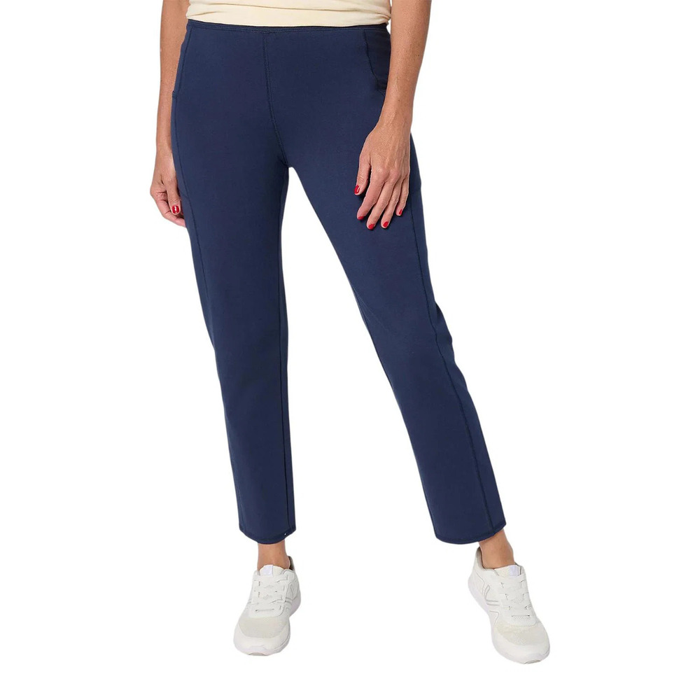 Denim & Co. Women's Duo Stretch Slim Straight Ankle Pant Navy - Petite